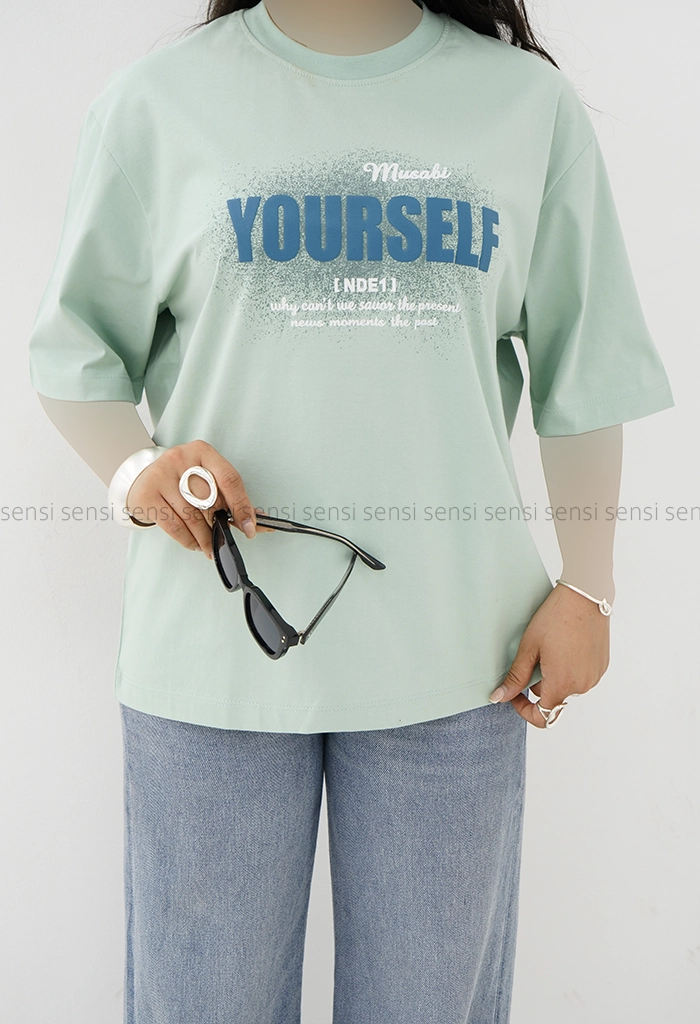 تیشرت زنانه باکسی yourselfکد1005860